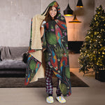 Embroidery Parrot Pattern Print Hooded Blanket