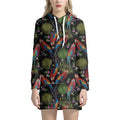 Embroidery Parrot Pattern Print Pullover Hoodie Dress