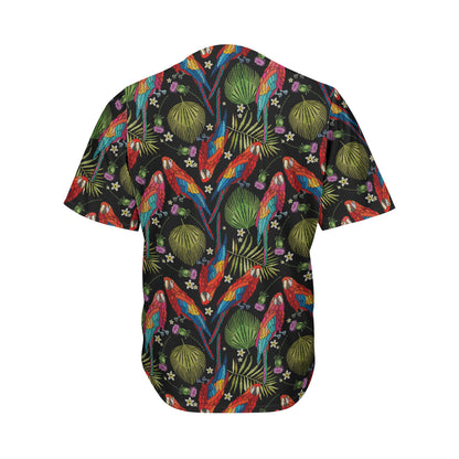Embroidery Parrot Pattern Print Men's Baseball Jersey