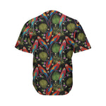 Embroidery Parrot Pattern Print Men's Baseball Jersey