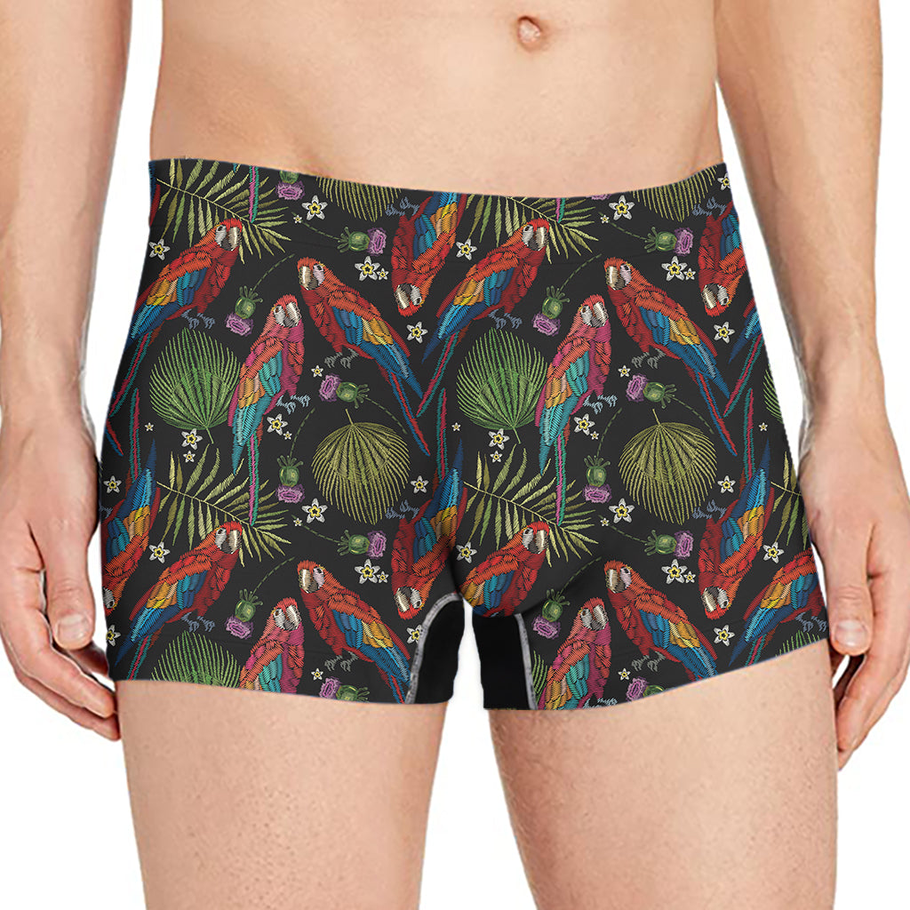 Embroidery Parrot Pattern Print Men's Boxer Briefs