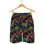 Embroidery Parrot Pattern Print Men's Shorts