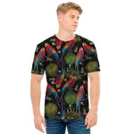 Embroidery Parrot Pattern Print Men's T-Shirt