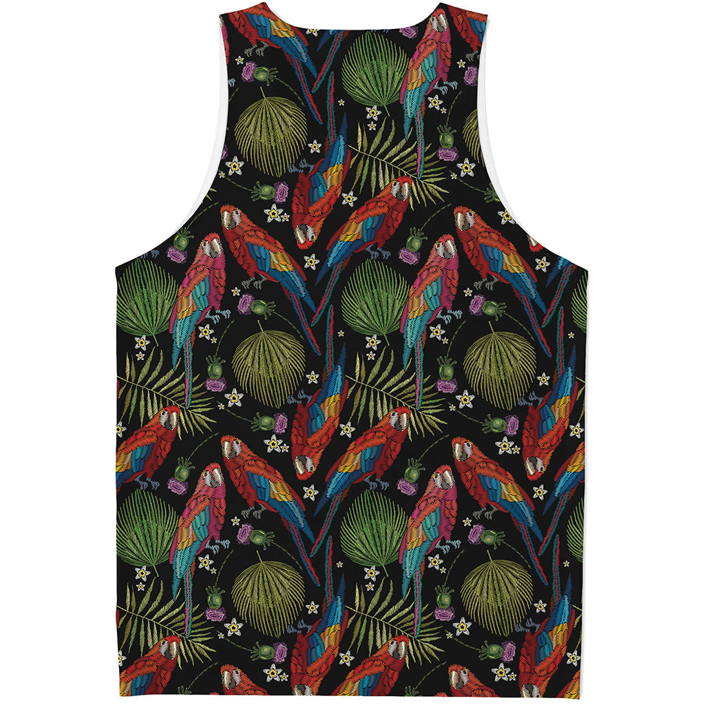 Embroidery Parrot Pattern Print Men's Tank Top