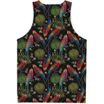 Embroidery Parrot Pattern Print Men's Tank Top