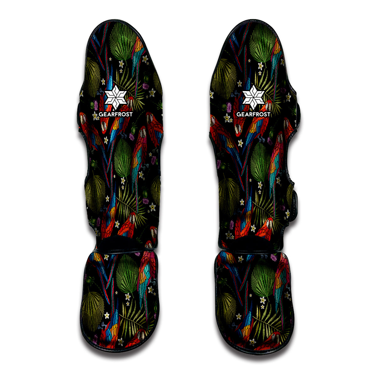 Embroidery Parrot Pattern Print Muay Thai Shin Guard