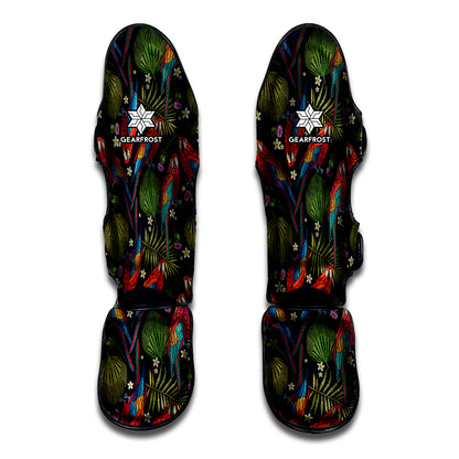 Embroidery Parrot Pattern Print Muay Thai Shin Guard