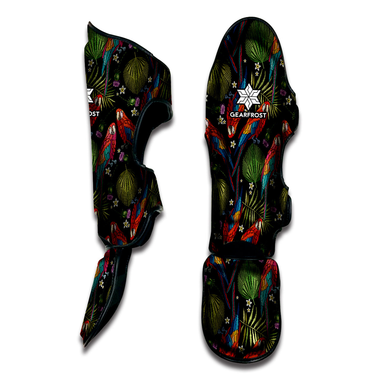 Embroidery Parrot Pattern Print Muay Thai Shin Guard