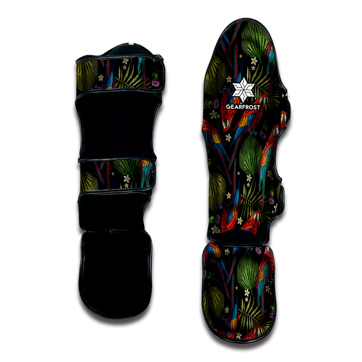 Embroidery Parrot Pattern Print Muay Thai Shin Guard