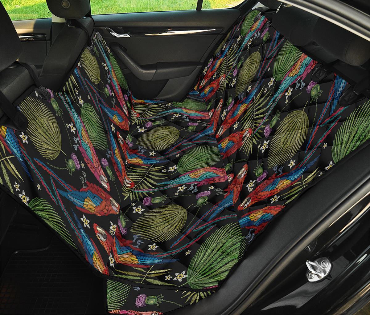 Embroidery Parrot Pattern Print Pet Car Back Seat Cover