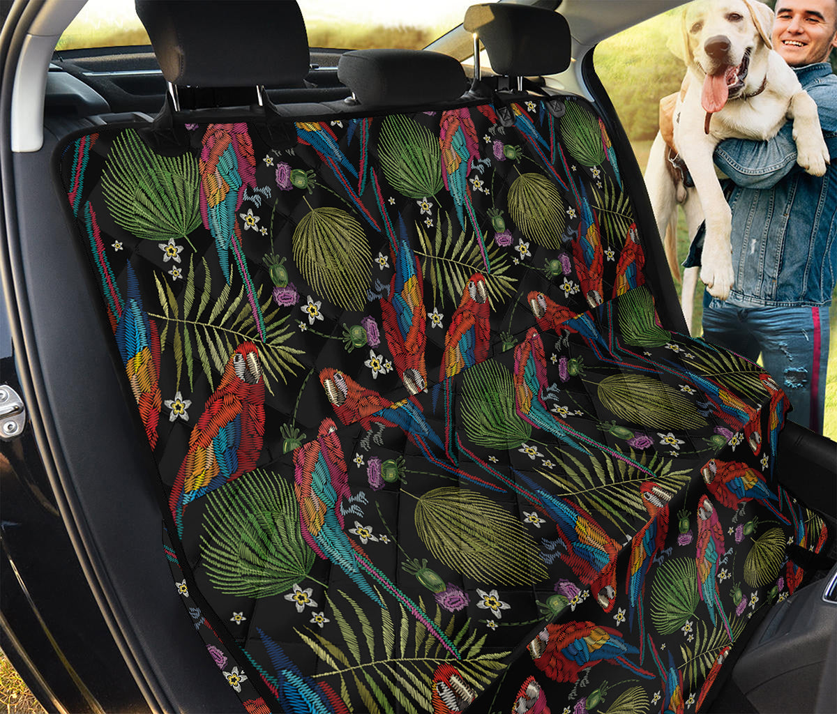 Embroidery Parrot Pattern Print Pet Car Back Seat Cover