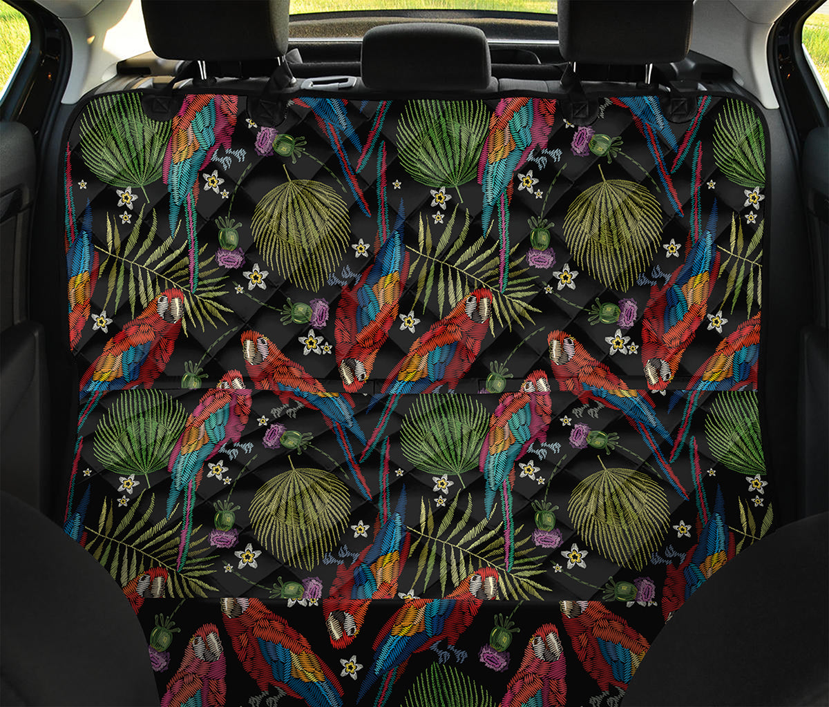 Embroidery Parrot Pattern Print Pet Car Back Seat Cover
