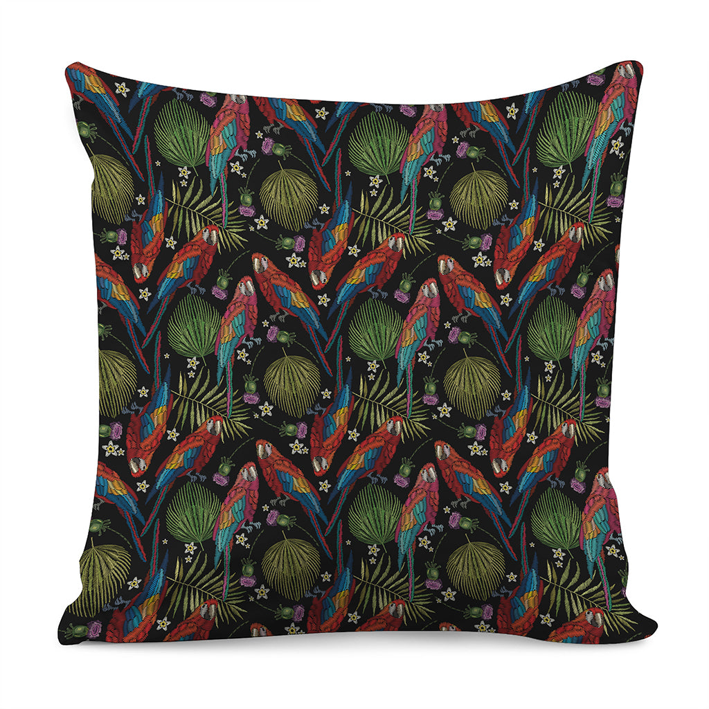 Embroidery Parrot Pattern Print Pillow Cover