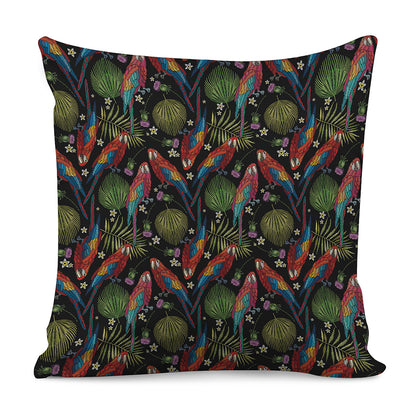 Embroidery Parrot Pattern Print Pillow Cover