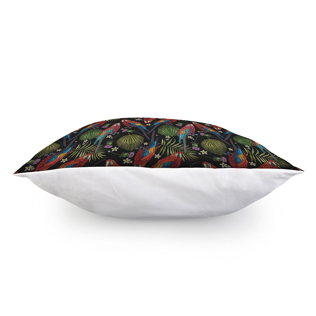 Embroidery Parrot Pattern Print Pillow Cover