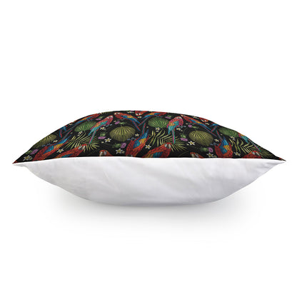 Embroidery Parrot Pattern Print Pillow Cover