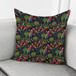 Embroidery Parrot Pattern Print Pillow Cover
