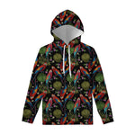 Embroidery Parrot Pattern Print Pullover Hoodie