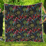 Embroidery Parrot Pattern Print Quilt