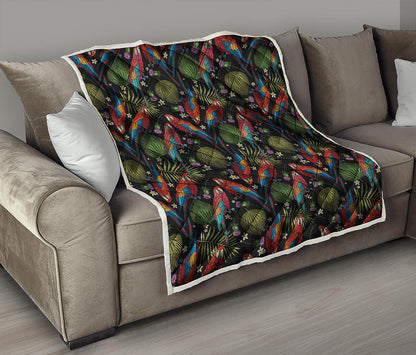 Embroidery Parrot Pattern Print Quilt