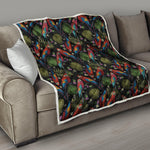 Embroidery Parrot Pattern Print Quilt