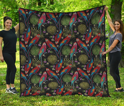 Embroidery Parrot Pattern Print Quilt