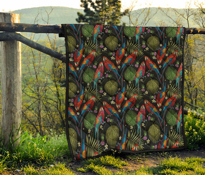 Embroidery Parrot Pattern Print Quilt