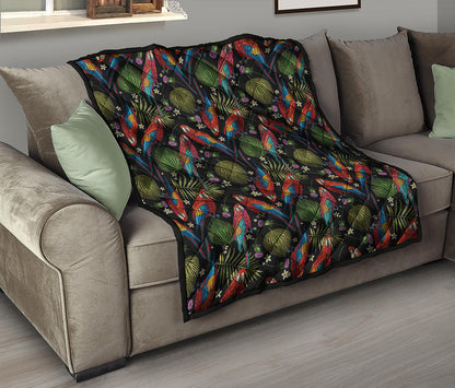 Embroidery Parrot Pattern Print Quilt