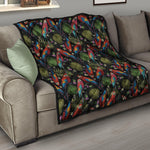 Embroidery Parrot Pattern Print Quilt