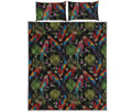 Embroidery Parrot Pattern Print Quilt Bed Set