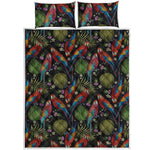Embroidery Parrot Pattern Print Quilt Bed Set