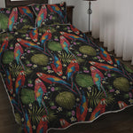 Embroidery Parrot Pattern Print Quilt Bed Set