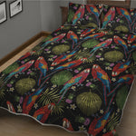 Embroidery Parrot Pattern Print Quilt Bed Set