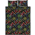 Embroidery Parrot Pattern Print Quilt Bed Set