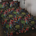 Embroidery Parrot Pattern Print Quilt Bed Set