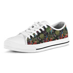 Embroidery Parrot Pattern Print White Low Top Shoes