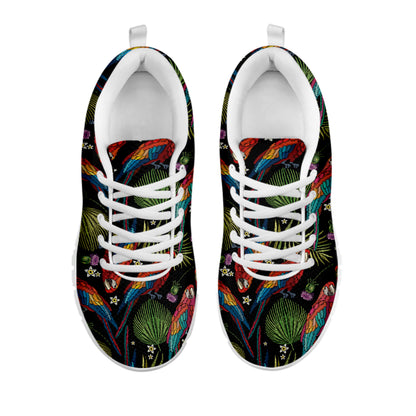 Embroidery Parrot Pattern Print White Sneakers