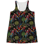 Embroidery Parrot Pattern Print Women's Racerback Tank Top