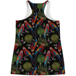 Embroidery Parrot Pattern Print Women's Racerback Tank Top