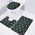Embroidery Peacock Feather Print 3 Piece Bath Mat Set