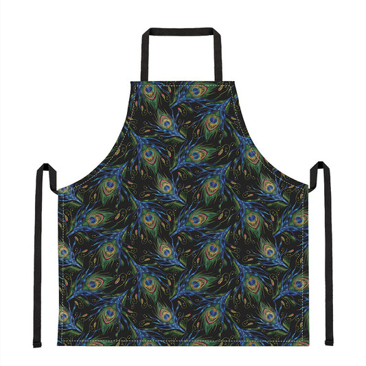 Embroidery Peacock Feather Print Apron