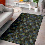 Embroidery Peacock Feather Print Area Rug