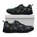 Embroidery Peacock Feather Print Black Running Shoes