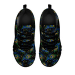 Embroidery Peacock Feather Print Black Sneakers