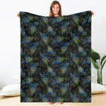 Embroidery Peacock Feather Print Blanket