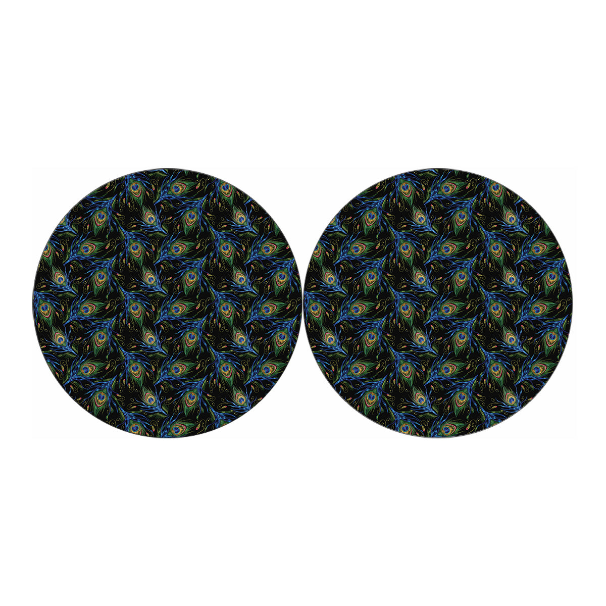 Embroidery Peacock Feather Print Car Coasters