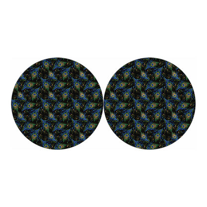 Embroidery Peacock Feather Print Car Coasters