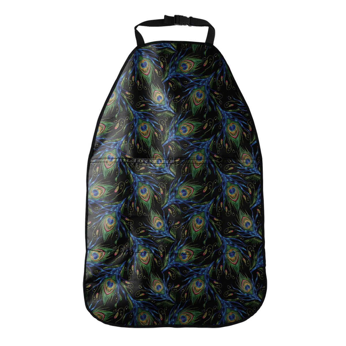 Embroidery Peacock Feather Print Car Seat Organizers