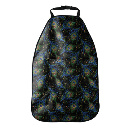 Embroidery Peacock Feather Print Car Seat Organizers