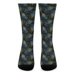 Embroidery Peacock Feather Print Crew Socks